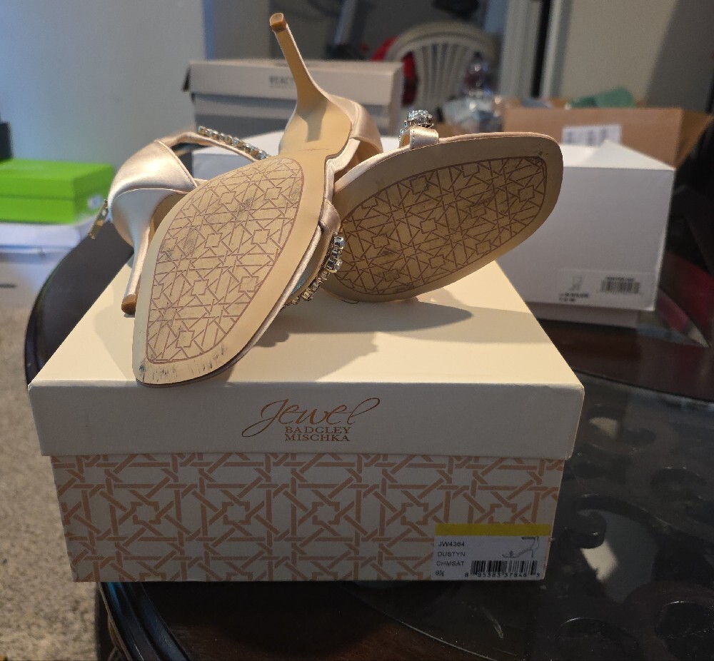 Jewel Badgley Mischka Nude Crystal-Ankle Strap Sandals - Picture 8 of 11